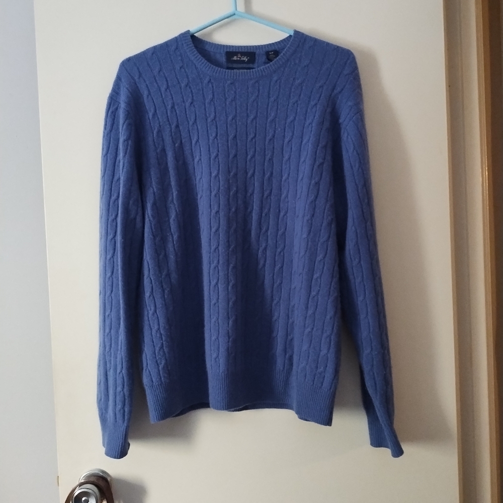 ALLEN SOLLY Periwinkle Blue 100% Cashmere Cable Knit Sweater S